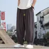 Calças de Treino Longas Kung Fu Artes Marciais Calças Lanternas Largas Estilo Chinês Algodão Linho Tamanho Grande Primavera Calças Tai Chi Calças Masculinas Perna Larga