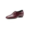 Zapatos Tejidos de Cuero Retro Estilo Francés 2026 Primavera Tacón Bajo para Viajes Cuadrados Completamente de Cuero Genuino Zapatos de Corte Bajo para Mujer