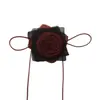Original~Retrô Escuro Sexy Cacheado Renda Brilhante Seda Rosa Colar DIY Artesanal Acessórios de Colar de Renda