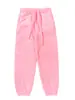 Calça Jogger de Fleece Cor Coral Lisa Tk107 para Mulheres, Espessa e Quente para Outono e Inverno, Calça de Dormir Solta com Cordão, Roupa de Casa