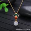 Pingente de jade Hetian incrustado em prata S925 ouro antigo natural galvanizado colar de ouro 18K atacado ao vivo
