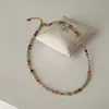Collar de Cuentas de Cristal de Piedra Natural Colorido Dopamina de Verano Diseño Nicho Versátil Cadena para el Cuello Cadena para la Clavícula