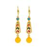 Pendientes de ágata hueca retro original, cuentas redondas de jade, para niños, chapados en oro, palacio, temperamento de alta clase, diseño de nicho, pendientes