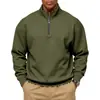 2026 Tamanho Grande Outono e Inverno Pulôver com Zíper Parcial Forrado de Fleece Cor Sólida Moletom Casual Moletom Masculino Cross-Border