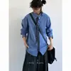 Versátil Marca Americana de Moda Primavera/Otoño Camisa Sencilla Casual Versátil Travieso Fresco Cuello Solapa Tacto de Alta Gama Top Estilo Nuevo Sencillo