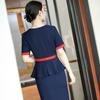 Vestido Ropa de Negocios Elegante Moda Viajero Esteticista Recepción de Hotel Joyería Ropa de Trabajo Verano Manga Corta para Mujer