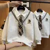 Sudadera para niño para primavera y otoño, top de moda estilo streetwear para niños mayores, sudadera para niña, camiseta tipo polo estilo universitario