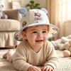 Novo Chapéu de Pescador Cartoon de Urso para Primavera e Outono para Crianças, Chapéu de Sol Bucket Fofo para Meninos e Meninas, Versão Coreana Super Fofa
