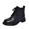 Botines Bajos Planos para Mujer 2025 Otoño e Invierno Nuevos Punta Redonda con Cordones Estilo Británico Suela Suave Forro Polar Botas Cálidas Botas Sencillas