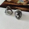 Anillo de Plata Pura Grabado a Mano de los 12 Signos del Zodiaco, Anillo Estilo Nuevo Chino Vintage Estilo Nacional, Anillo Abierto Ajustable