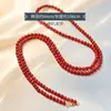 Collar de ágata roja para mujer, piedra preciosa de calcedonia cristalina del Mar de China Oriental, nuevo estilo chino, cadena larga verde para suéter