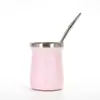 Taza Térmica Mate de Acero Inoxidable 304 de Doble Pared 8oz Taza Termo Mini con Popote Metálico Infusor de Té Personalización