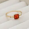 Anel Luochen de Rubi Sintético, Quadrado Ajustável, High-End, Luxo Acessível, Nicho, Anel Pulseira Versátil e Exquisito