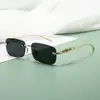 Gafas de sol cuadradas de moda europea y americana de lujo con cabeza de leopardo, sin montura, borde cortado, unisex, protección UV