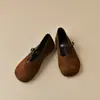 Sapatilhas Redondas Estilo Chanel Retrô em Camurça para Mulheres, Novos Mocassins de Solado Macio Primavera 2026, Sapatos de Vovó, Sapatos Mary Jane