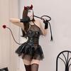 Lingerie Sexy Feminina Tentação Sexy Deviruchi Saia de Couro Patente Uniforme de Bruxa Secundária de Morcego Japonês
