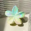 Pinza para el cabello de Plumeria Colorida Electroplateada de Gama Alta para Mujer, Estilo Vacacional Hawaiano, Pinza de Tiburón de Color Contrastante Accesorio para el Cabello para el Verano