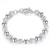 Artículos genuinos pulsera de cuentas redondas de moda chapada en cobre y plata pulsera para mujer pulsera simple joyería transmisión en vivo comercio electrónico suministro de fábrica venta al por mayor