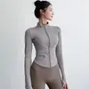 Jaqueta Cardigan Esportiva de Yoga com Zíper de Secagem Rápida Feminina Jaqueta de Corrida Fitness Manga Longa Top Alta Elasticidade Respirável Roupa Esportiva de Treinamento