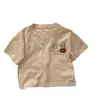 Ropa de Verano para Niños, Camisetas de Manga Corta para Niños y Niñas, Tops de Algodón Puro con Cuello Redondo, Ropa de Verano Linda con Estampado de Conejo Estilo Coreano