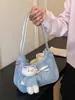 Bolsa Transversal de Ombro Jeans Retrô Estilosa Estilo Coreano Casual para o Dia a Dia Feminina Nova Primavera 2026 Grande Capacidade