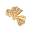 Anillo de Metal Irregular con Diseño Transfronterizo Europeo y Americano en Forma de Abanico con Anillo de Articulación de Hoja de Ginkgo Tridimensional Exagerada