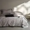 Itens Sortidos Classe A - Conjunto de Cama Minimalista de Cor Sólida em Cetim de Algodão de Fibra Longa, Capa de Edredom, Fronha, Conjunto de Quatro Peças 100% Algodão