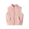 Chaleco acolchado de terciopelo Ollie para niños, color otoño e invierno, cárdigan con cremallera de forro polar para niños, chaqueta cálida con cuello alto