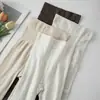 Pantalones de Malla Planos de Algodón Otoño e Invierno Leggings Gris Medio Terciopelo Fino Japonés Pantalones de Otoño Adelgazantes y Ajustados Ropa de Exterior Venta al por Mayor