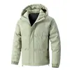 Chaqueta de algodón cálida corta de color liso con capucha, ajuste holgado, talla grande para hombre, nueva de invierno, transfronteriza