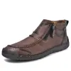 Zapatos de Hombre de Talla Grande para Amazon Transfronterizos, Zapatos Casuales para Exteriores, Zapatos de Cuero Hechos a Mano de Suela Plana sin Cordones, Botas Martin con Cremallera, Botines