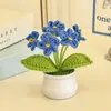 Planta en Maceta Tejida a Mano Nomeolvides Decoración para el Hogar Flor Artificial Tejida Hilo Crochetado Ramo Regalo Transfronterizo