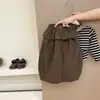 Traje de Otoño para Niña Camiseta a Rayas de Manga Larga Color Café Pantalones Bombachos Estilo Coreano Conjunto de Dos Piezas Transfronterizo