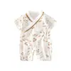 Macacão de Verão Curto para Bebê, Macacão de Algodão Puro Ultra-Fino Estilo Verão para Bebê, Macacão de Monge Infantil, Macacão de Engatinhar para Recém-Nascido