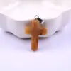 Collar con colgante de cruz simple europeo y americano de 18*25 mm, tallado en cristal de ágata natural, multicolor, regalo