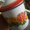Pote esmaltado retrô nostálgico flor Hi espessado pote de chá antigo com tampa Copo de Doces logo presente promocional