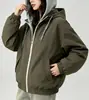 Chaqueta casual con capucha 2026 modelo nuevo primavera y otoño, moda exterior tipo dos piezas falsas, chaqueta holgada que rejuvenece para mujer