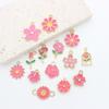 Accesorios de joyería DIY, colgante de aleación de aceite en forma de gota, flor de cinco pétalos, lápiz labial de amor, collar, pulsera, colgante, llavero