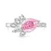 Anillo de Flor de Hielo de Piedra Preciosa Colorida de Corte Pera para Mujer, Diamante de Alto Carbono Súper Brillante, Anillo de Gota de Agua Chapado en Oro Real