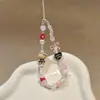 Estilo Xiaohongshu Couro Preto Corrente de Celular com Contas para Menina Corrente DIY Alça de Câmera Strap para Câmera Pingente Ins