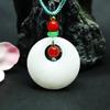 Guan Yu Jade Hetian Natural Jade Blanco Colgante de Princesa Ágata Roja Colgante de Paz Collar Venta al por Mayor S3072012