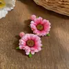 Pendientes Colgantes de Flor de Rafia Aguja de Plata, Pendientes Frescos y Dulces Estilo Resort Costero, Pendientes de Lujo Ligero y de Alta Gama para Mujer