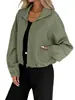 Chaqueta de béisbol holgada para mujer, de estilo europeo y americano transfronterizo para Amazon, colección Otoño/Invierno 2026, con cuello alto, cremallera, dobladillo con cordón y bolsillos