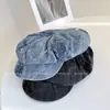 Gorra Plaid Lavada de Mezclilla Octagonal para Mujer, Sombrero de Tela con Protección Solar para Primavera y Verano, Gorra de Boina con Decoración de Lentejuelas, Sombrero de Moda, Tendencia