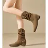 Botas Martin de bico fino, plissadas, com sola grossa para mulheres, nova coleção outono/inverno 2026, com estilo pós-apocalíptico, botinhas femininas da moda
