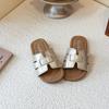 Sandalias Planas Francesas para Mujer, Ropa de Exterior de Verano y para Niños, Nuevo Estilo con Faldas, Sandalias Slip-On para Vacaciones en la Playa