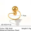 Anillo Transfronterizo Europeo y Americano de Acero de Titanio Oro 18K Doble Bola Anillo Abierto Dorado Diseño de Nicho Joyería de Acero Inoxidable Perla