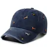 Gorra Lavable Estilo Moda Nueva Primavera y Otoño con Bordado de Perro Parte Superior Suave Gorra de Béisbol Gorra de Pico Distressed Retro Callejera Versión Coreana