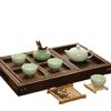 Bandeja de té de estilo japonés personalizada para el hogar, juego de té de madera maciza, bandeja de regalo para frutos secos, caja de almacenamiento dividida, bandeja para refrigerios, bandeja de té de estilo chino