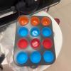 Luitai ferramentas de panificação separador de creme colher de medição silicone muffin copo terno 12 buracos de aço inoxidável placa de bolo silicone